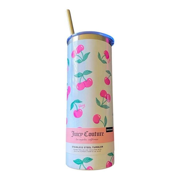 NWT-JUICY COUTURE-STAINLESS STEEL TUMBLER WITH STRAW - Picture 1 of 3